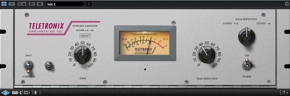 (3.10): Teletronix LA-2A, προσομοίωση (plug-in) τηςuad, στην φωνή Τέλος χρησιμοποιήθηκε ένας compressor Teletronix LA-2A 9 (plug-in της UAD), ένας αργός σχετικά