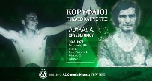 ΡΕΤΡΟ: ΚΟΡΥΦΑΙΟΙ ΠΟΔΟΣΦΑΙΡΙΣΤΕΣ ΛΟΥΚΑΣ Α. ΧΡΥΣΟΣΤΟΜΟΥ Διετέλεσε πρωτοκλασάτη επιλογή για το κέντρο άμυνας της ΟΜΟΝΟΙΑΣ για δέκα χρόνια, από το 1966 μέχρι το 1975.