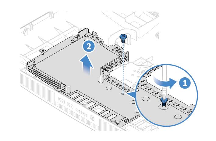 9. Αφαιρέστε την κάρτα Wi-Fi. Ανατρέξτε στην ενότητα «Αντικατάσταση της κάρτας Wi-Fi» στη σελίδα 37. 10. Αφαιρέστε την πλακέτα συστήματος και την ψύκτρα.