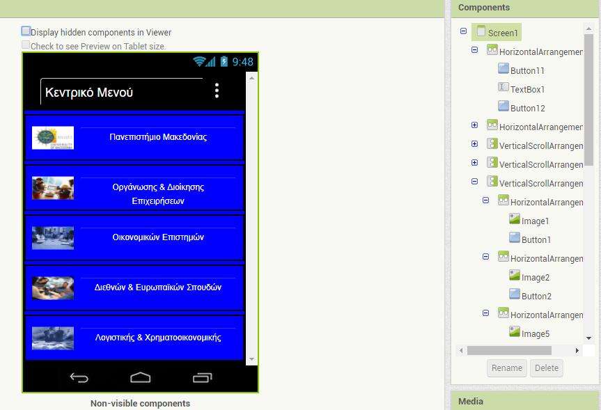 3.Κνπκπί User Interface Button x2 components κεηνλνκαζία ζε Button11 θαη Button12 properties image arrow.png γηα ηνbutton11 θαη image menu.