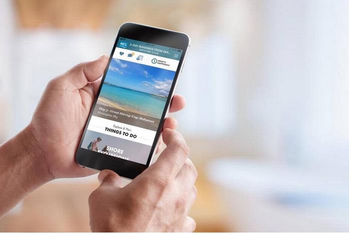Εικόνα 7. Η Εφαρμογή Cruise Norwegian της Norwegian Cruise Line ΠΗΓΗ: miamiherald.com (2017) Επί των κρουαζιερόπλοιων, οι ταξιδιώτες θα έχουν δωρεάν σύνδεση Wi-Fi για να χρησιμοποιήσουν την εφαρμογή.