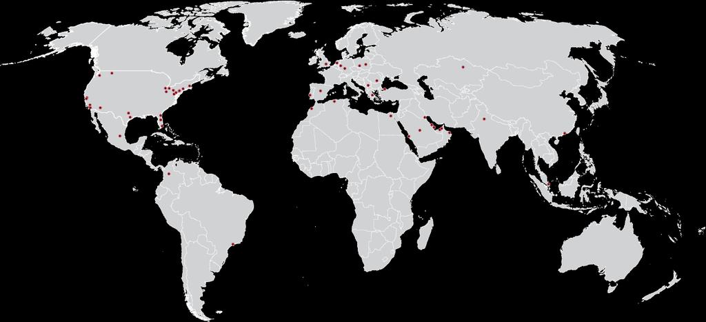 Hill International: Παγκόσμια παρουσία Hill International World Office Locations map Παγκόσμια παρουσία των λειτουργιών της εταιρείας Τα Κεντρικά