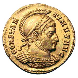 396 Зоран Симоновић Сл. 1 солид, Константин I. (ковница Рим) Fig. 1 Solid, Constantine I (mint factory Rome) Солид у својој пуној чистоћи износи 4,5 грама. (Сл. 1.). Солид оваквог квалитета почео је да се кује за време владавине цара Константина I 309.
