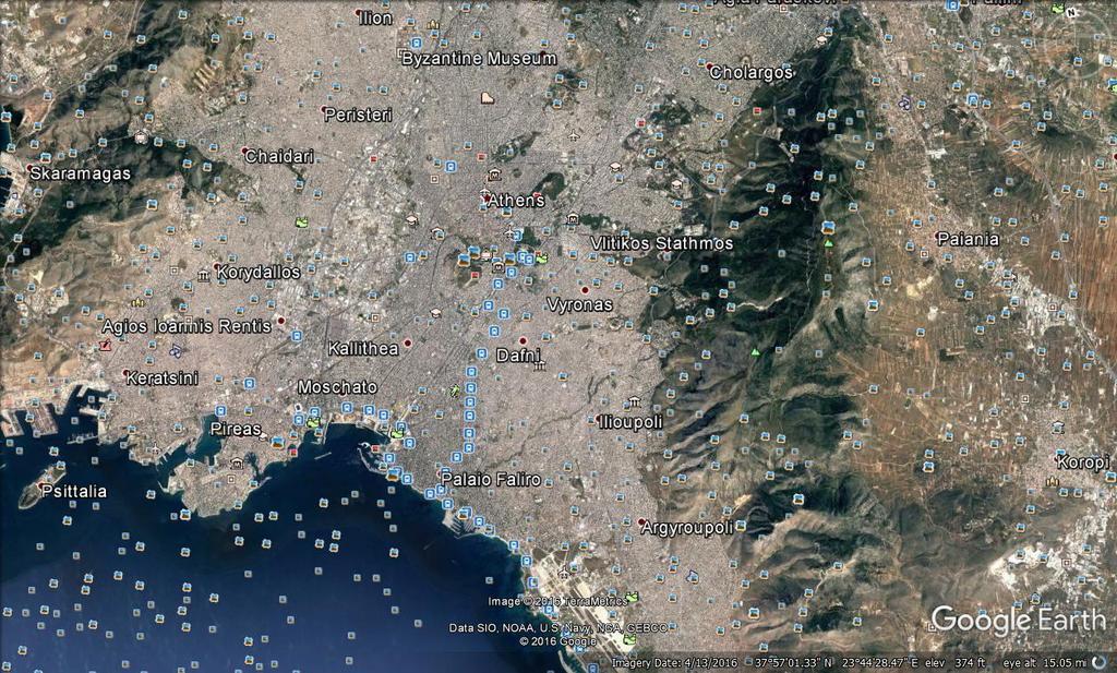 Εικόνα 5.1- γεωγραφική περιοχή ενδιαφέροντος Στη συνέχεια παρατίθεται ένας πίνακας με κάθε υποπεριοχή, τον πληθυσμό της και την έκταση της: Δήμος Εμβαδό (Km 2 ) Πληθυσμός Αθηναίων 38,86 664.