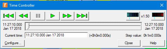 Εικόνα 10.7 Time Controller Aν ταυτόχρονα με τον Time Controller ανοίξουμε και ένα παράθυρο αποτελεσμάτων θα μπορούμε να δούμε πως αυτό διαμορφώνεται στη μονάδα του χρόνου.