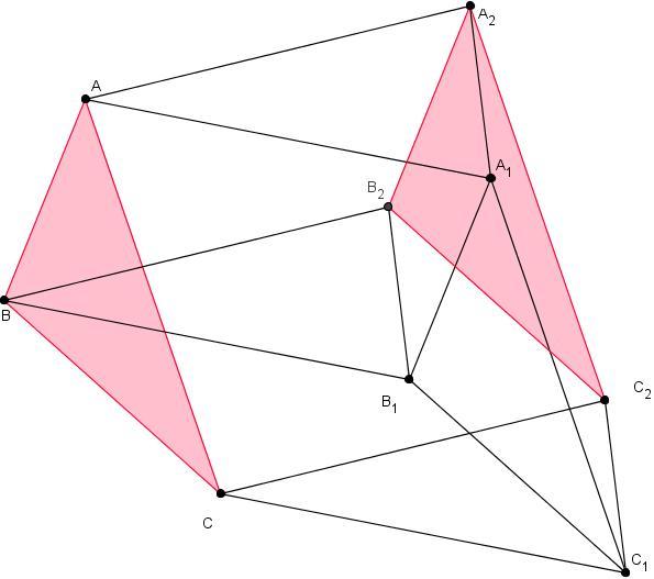 3 Presupunând că triunghiurile ABC şi A 1 B 1 C 1 sunt asemenea şi că triunghiurile AA 1 A 2,BB 1 B 2 şi CC 1 C 2 sunt şi