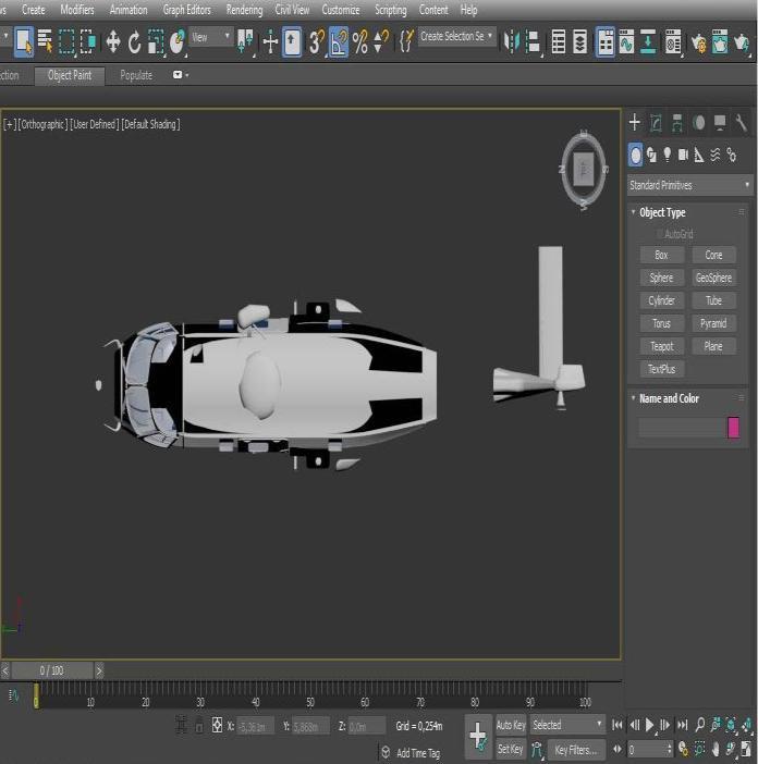 Στο πρόγραμμα Autodesk χρησιμοποιήθηκε στην εκκίνηση της κατασκευής το γεωμετρικό σχήμα του κυλίνδρου για να δοθεί στο αντικείμενο η υπόσταση της ατράκτου.