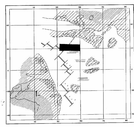 Şəkil 49. Yura dövrü üçün Tetisin şərq hissəsinin paleotektonik rekonstruksiyası (İ.N.