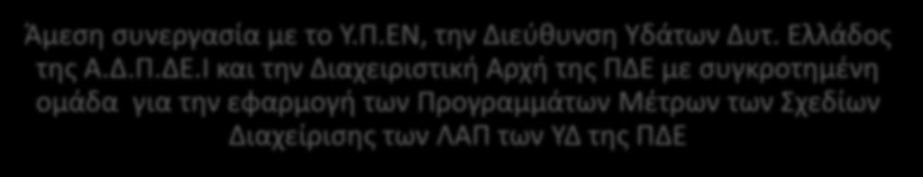 της κείμενης νομοθεσίας για την διαχείριση των υδατικών πόρων καθώς και σε αυτούς που υποβαθμίζουν ή ρυπαίνουν τους υδατικούς πόρους Άμεση συνεργασία με το Υ.Π.