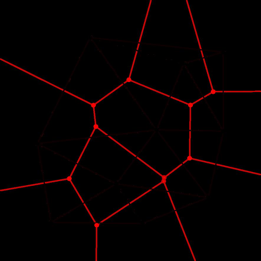 Delaunay, οι οποίες είναι ισοδύναμες (σχήμα 2.6). Στην περίπτωση αυτή, τα τρίγωνα που σχηματίζονται α- πό τα σημεία των υποσυνόλων αυτών μοιράζονται τον ίδιο περιγεγραμμένο κύκλο (circumcircle).