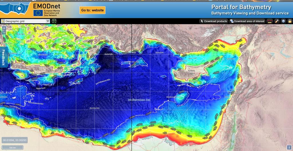 Bathymetry, με βάση έναν διαρκώς αυξανόμενο όγκο βαθυμετρικών δεδομένων.