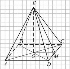 6. Duota taisyklingoji keturkampė piramidė EABCD. Užrašykite: 6.1. piramidės pagrindo keturkampio rūšį; 6.. kampą tarp šoninės briaunos EC ir piramidės pagrindo plokštumos; 6.3.
