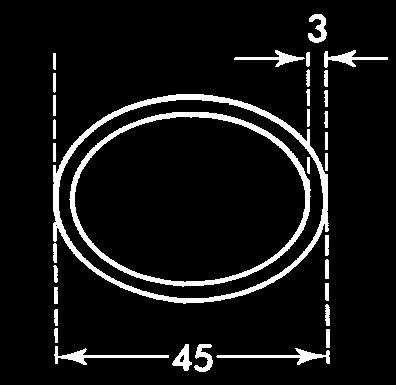15. Kiekvieno metalinės grandinės žiedo išorinis skersmuo yra 45 mm, metalo storis 3 mm (žr. 1 pav.). 1 pav. pav. paveikslėlyje pavaizduota 4 žiedų grandinė.