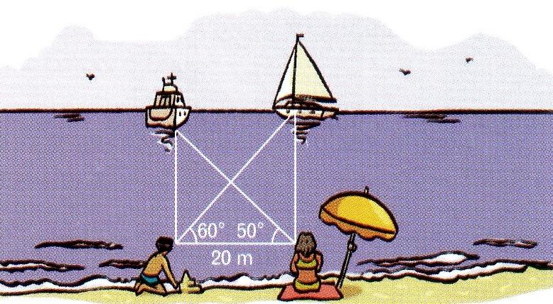 19.6- Desde a praia obsérvanse dous barcos.