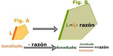 3. Razón de semellanza 3.a. Razón de semellanza en lonxitudes Le na pantalla a explicación teórica deste apartado que está á dereita.