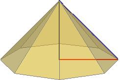 b) Calcula a altura da pirámide sabendo que a súa base é un polígono regular inscrito nunha circunferencia de