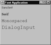 public void paint(graphics g) Font f = new Font("Serif", Font.ITALIC, 100); g.setfont(f); g.