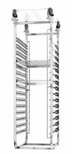 τρόλεϊ κουζίνας 30.40724 τρόλεϊ πύργος, inox, πτυσσόμενο για 15 δοχεία GN 1/1, απόσταση δοχείων 8 cm 4 περιστρεφόμενες ρόδες, οι 2 με φρένο.