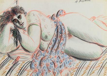 Κραγιόνια καί μολύβι σέ χαρτί, 220 x 296 mm. Ὑπογεγραμμένο πάνω δεξιά: «A.
