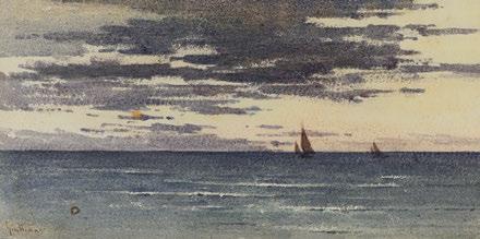 500 456 ΜΠΟΚΑΤΣΙΑΜΠΗΣ, Βικέντιος, 1856-1932. Ἀνατολή. Ὑδατογραφία σέ χαρτόνι, 335 x 553 mm. Ὑπογεγραμμένη κάτω ἀριστερά: «Boccheciampe». Σέ κορνίζα. 1.500-2.