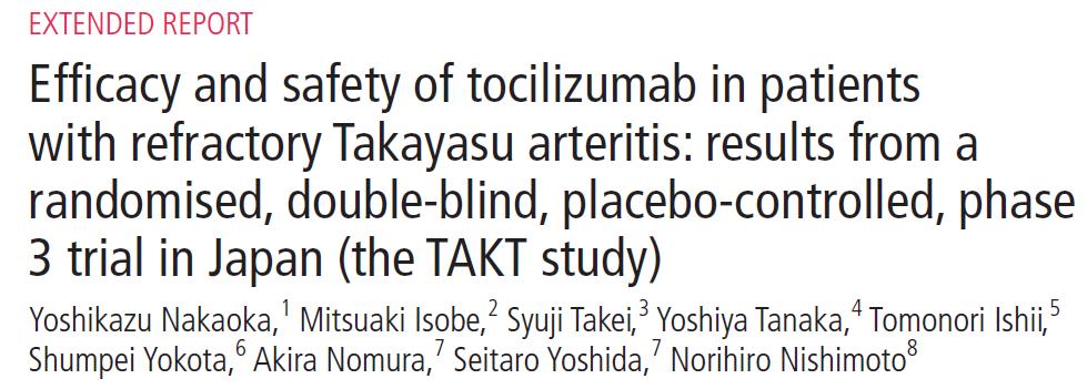 Αρτηρίτιδα OUTLINE Takayasu Θεραπεία: Anti-IL6 (Tocilizumab) TCZ
