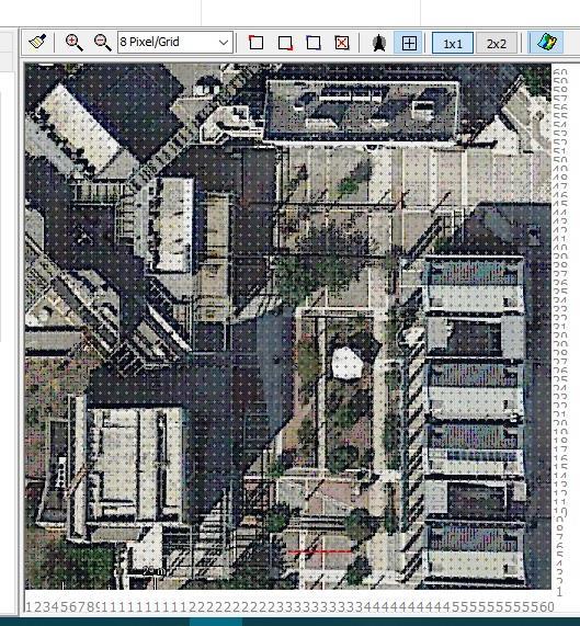 Εικόνα 4.4: Εικόνα της υπό προσομοίωση πλατείας μέσα στο grid [Προσωπική εργασία]. Βήμα 3 ο : Τοποθετούνται τα κτίρια με τα πραγματικά τους ύψη από την καρτέλα buildings της εφαρμογής Spaces.