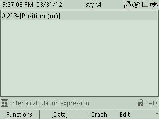 4 pav. a..kalkuliatoriaus lange užrašome: 0,213 -, po to spaudžiame [Data], iš ten pasirenkame Position(m).