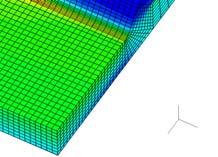 The through-thickness von Mises stress distributions from the different finite element models have been plotted in Fig. 5.15. As expected, the linear elements are inferior to the quadratic elements.