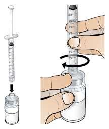 Ievelciet gaisu šļircē līdz 1 ml atzīmei pievienojiet 1 ml šļirci izšķīdinātā Nplate