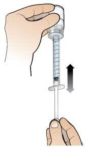 lēnām paspiediet atpakaļ virzuli, lai atstātu tikai veselības aprūpes speciālista parakstīto daudzumu; pārliecinieties, ka virzuļa augšējais gals sakrīt ar šļirces atzīmi, kas atbilst Jums
