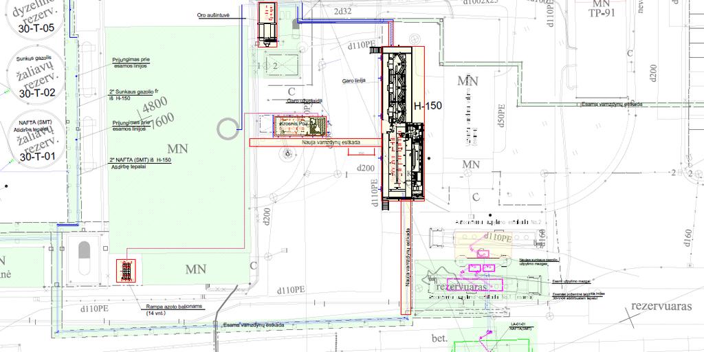 Pav. 2 Planuojamos įrangos išdėstymas 6. Žaliavų naudojimas Planuojamos ūkinės veiklos metu kaip žaliava bus naudojamas dyzelinė frakcija. Per metus planuojama sunaudoti t.y. perdirbti 50 000 tonų žaliavos.