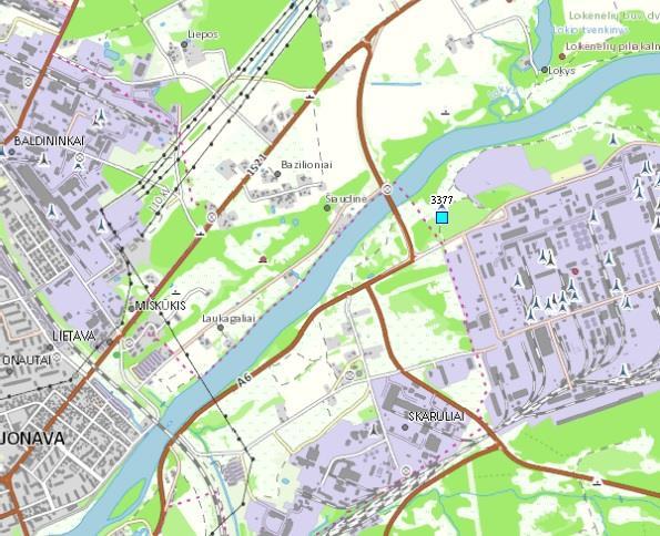 Mineralinio vandens vandenviečių Jonavos mieste nėra. Pav. 11. Ištrauka iš Požeminio vandens vandenviečių žemėlapio 9 Lentelė Nr. 12 AB,,Achema požeminio vandens vandenvietės duomenys Reg. Nr. Pavadinimas Registravimo ŽGR data 3377 AB Achema (Jonavos r.