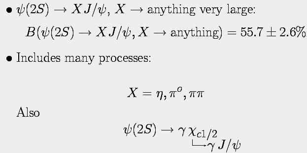 ψ' X J/ψ B(ψ(2S) hadrons)/b(j/ψ hadrons) = B(ψ(2S) ggg + ggγ)/b(j/ψ ggg + ggγ) = 0.23 ± 0.07 Disagrees with 12 % Rule Important to measure ψ X J/ψ and components. M.