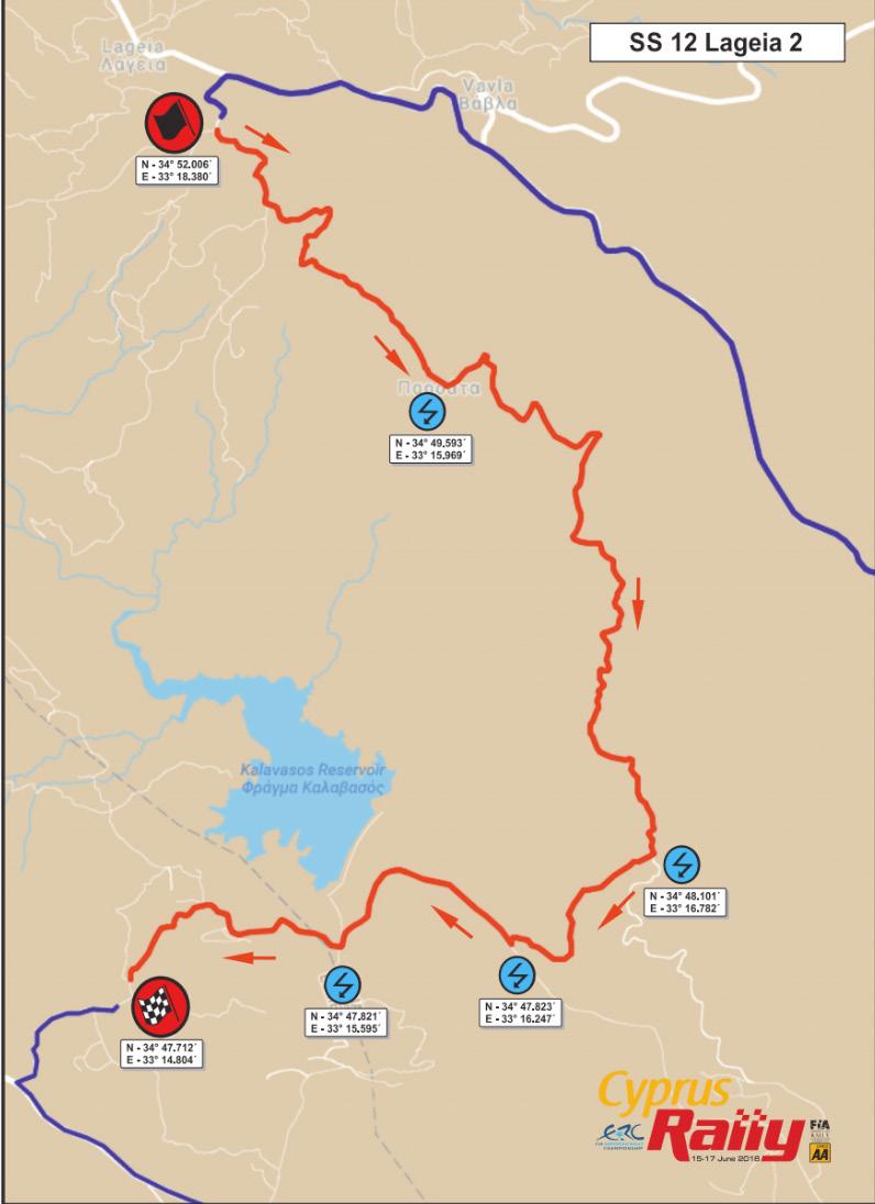 Κυριακή 17 Ιουνίου 2018 Ειδική Διαδρομή 9 + 12 Λάγια Απόσταση 11,49 χιλιόμετρα Ωράριο: (9 η) 10:14 (12η) 13:58 Δρόμος κλειστός για θεατές: 9η: 7:49 12η: 12:28 Δρόμος κλειστός για