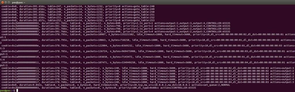 Παρατηρούμε ότι το data rate του h2 έχει πέσει στο 1,5 Mb/s. Στη συνέχεια εισάγουμε την κίνηση με source ip 10.0.0.2 και destination 10.0.0.1 στο queue 2 (50mb/s) μέσα από το interface της εφαρμογής.