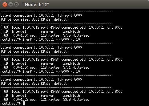 Βλέπουμε πλέον ότι ο host 12 πιάνει σχεδόν το μέγιστο data rate της ουράς στην οποία βρίσκεται.