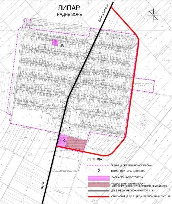 Број 6 - страна 67 Службени лист општине Кула 2. април 2015. године Липар Локација Блока 10 је јужно од блока Г2 - од истог је раздвојен планираном обилазницом регионалног пута.