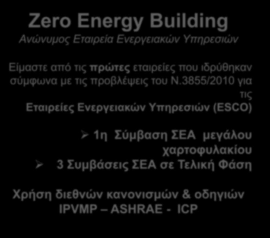 3855/2010 για τις Εταιρείες Ενεργειακών Υπηρεσιών (ESCO) 1η Σύμβαση ΣΕΑ μεγάλου