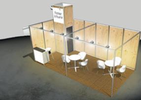 τραπέζι, 3 καρέκλες, 1 επιπλέον σήμανση με φωτισμό και καθαρισμό περιπτέρου την πρώτη μέρα της έκθεσης με κόστος συμμετοχής για ετοιμοπαράδοτο περίπτερο 387 /τμ PRIMO GREEN STAND (Ελάχιστος χώρος 15