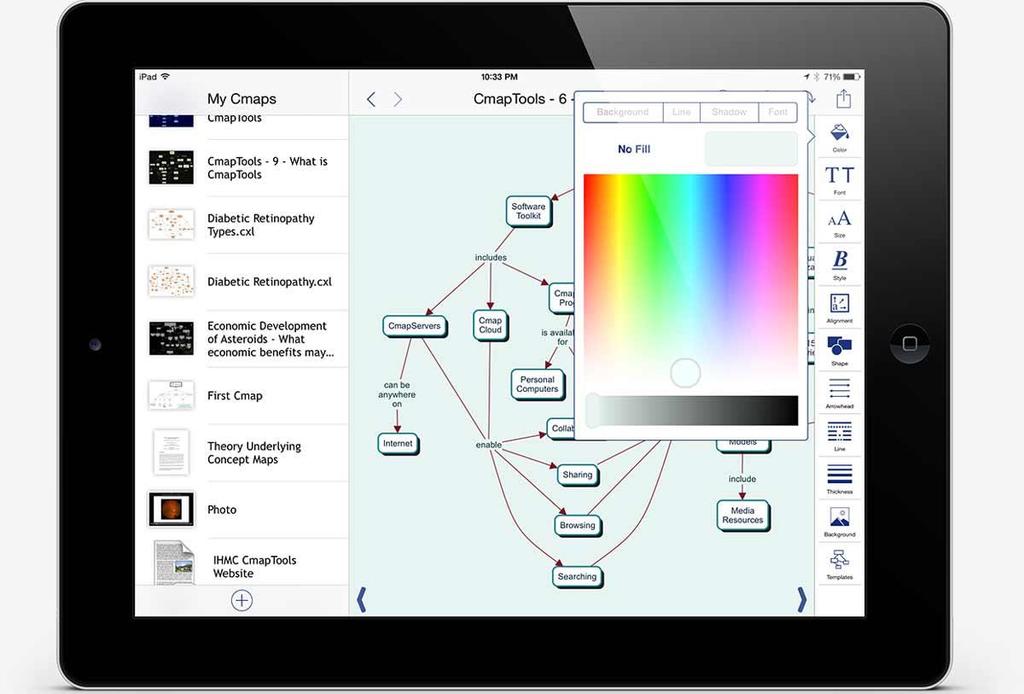 Εικόνα 4: Το περιβάλλον χρήστη του CmapTools for ipad 1.2.