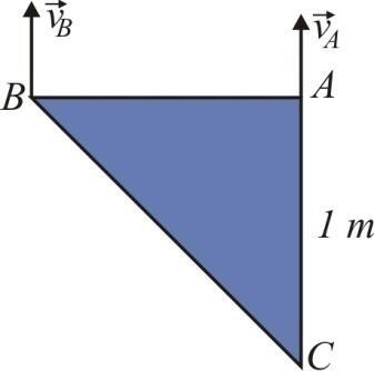 Пример 5.29 Плоча облика једнакокраког правоуглог троугла катете m се креће у равни цртежа.