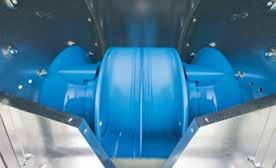 Ventilator cu eficienţă ridicată Sunt disponibile ventilatoare cu lăţime şi admisie dublă şi pale AIRFOIL curbate înapoi, cu o eficienţă de până la 85%, precum şi lagăre ranforsate pentru o