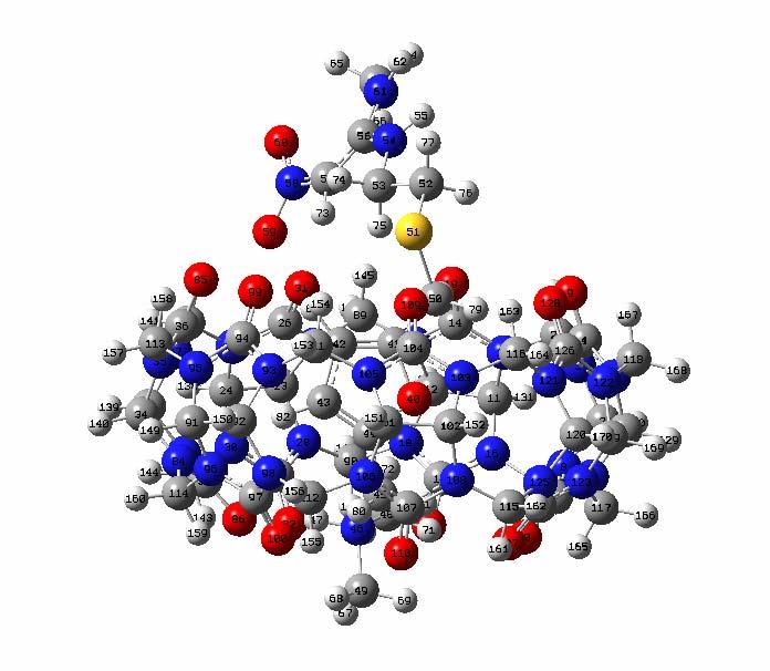 Figure S14. Energy-minimized structure of {(E)-RH CB[7]} + with atomic labeling Table S2.