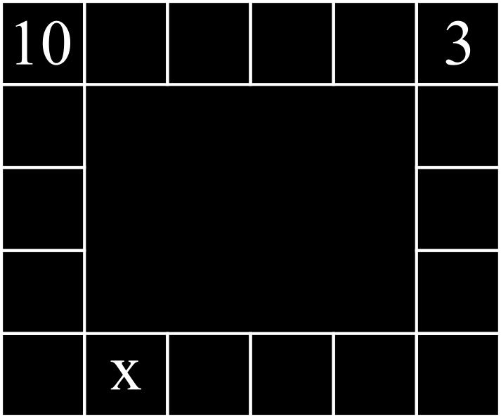 Sa është vëllimi i kësaj kutie? (A) 43 cm 3 (B) 70 cm 3 (C) 80 cm 3 (D) 100 cm 3 (E) 1820 cm 3 # 23. Rita shkruan një numër në çdo katror të perimetrit të një tabele 5 6.