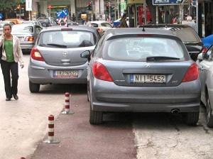Εµφανίζεται επίσης, συχνή και παράνοµη χρήση του ποδηλατόδροµου από δικυκλιστές. Εικόνα 8.