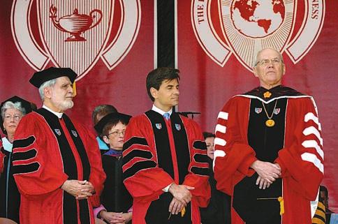 You have no idea how much I owe you. After acceptance of his honorary degree, Rev. Stephanopoulos lamented about his fondness of St.