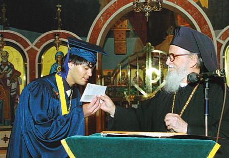 Archbishop Demetrios of America personally presented some of the awards to the worthy students during the graduation ceremonies he attended in New York.