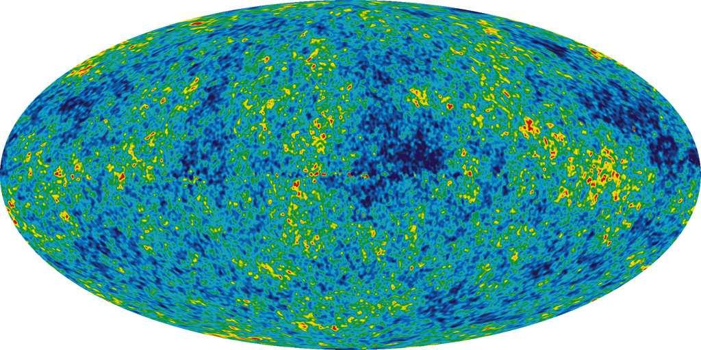 56 2.4 3 Obr. 2.6: Mapa oblohy ukazujúca žiarenie pozadia. Žiarenie pozadia nie je dokonale izotrópne, čo prinieslo revolúciu v kozmológii fyzikálnu kozmológiu. S poďakovaním NASA/WMAP.