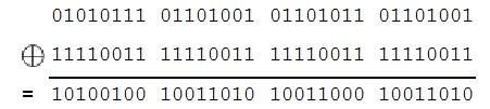 X-OR Cipher - Παράδειγμα } Έστω ότι έχουμε το string Wiki που, σε 8-bit ASCII, αντιστοιχεί στο: }
