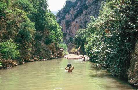 Από εδώ, ακριβώς από το κέντρο του χωριού, μεσολαβούν ακριβώς 3700 μέτρα βατού, έως και καλοφτιαγμένου πλατύ χωματόδρομου, μέχρι το χώρο στάθμευσης πριν την κοίτη του ποταμού, όπου τελειώνει, για